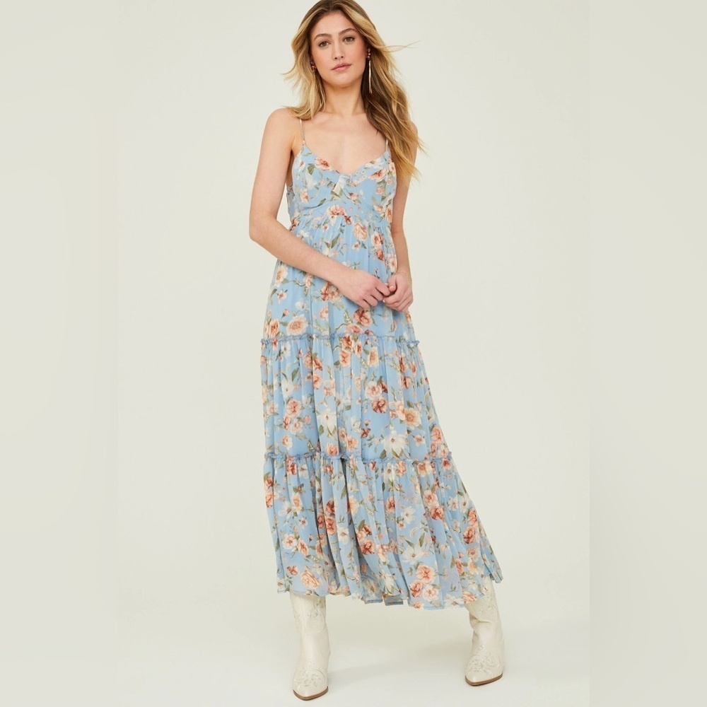 Altar'd State Light Blue Floral Maxi Dress
